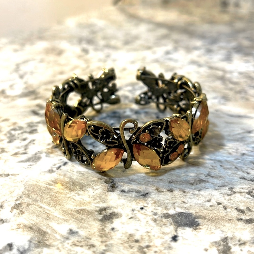 Vintage Yellow Topaz Butterfly Clasp Bracelet